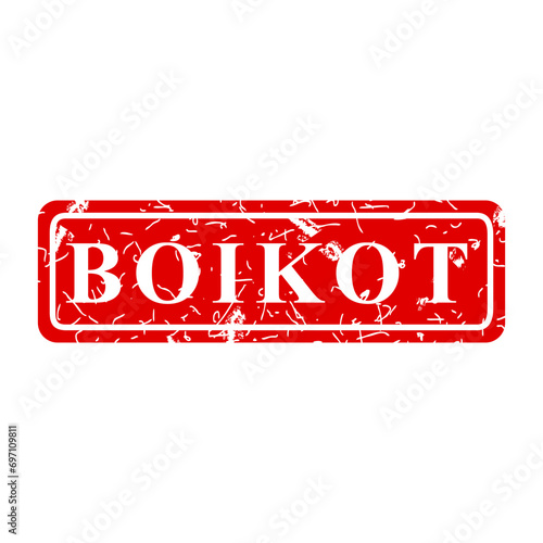 boikot, boycott in indonesia language, simple vector scratch dirty red simple rectangle vector rubber stamp effect