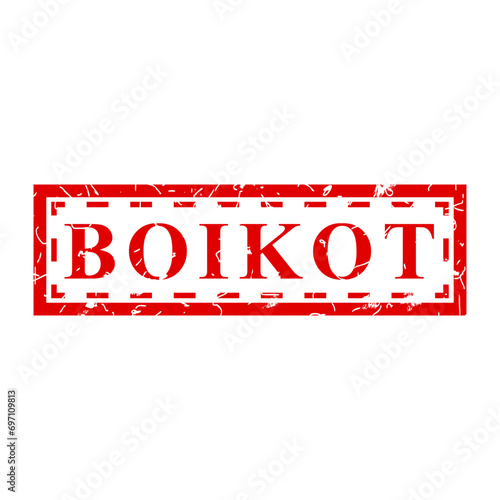boikot, boycott in indonesia language, simple vector scratch dirty red simple rectangle vector rubber stamp effect