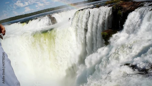 The Iguazu Falls On the Border of the Argentine province of Misiones and the Brazilian state of Parana. 4K Resolution. photo