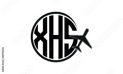 XHS three initial letter circle tour & travel agency logo design vector template. hajj Umrah agency, abstract, wordmark, business, monogram, minimalist, brand, company, flat, tourism agency, tourist photo