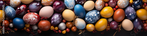 1:4 or 4:1 Eggs and bunnies mark the arrival of Easter, commemorating the resurrection of Jesus and spring.For web design, book cover,greeting cardbackgrounds, or other High quality printing projects. photo