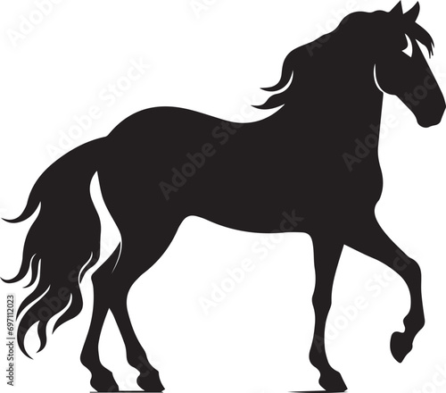 Black silhouette horse with white background