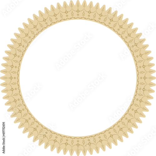 Vector golden round Turkish ornament. Ottoman circle, ring, frame.