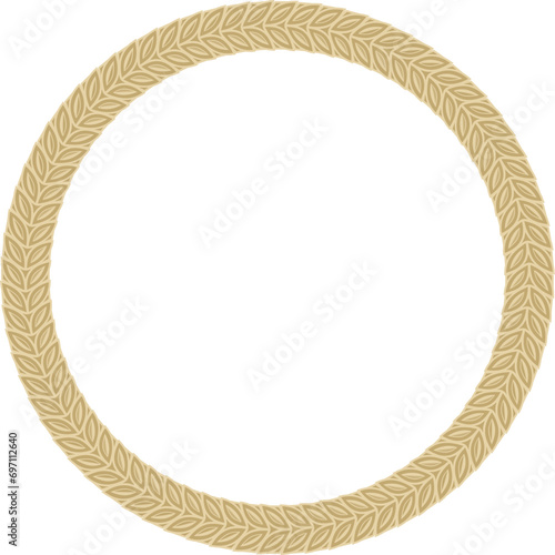 Vector gold round Yakut ornament. Endless circle, border, frame of the northern peoples of the Far East.