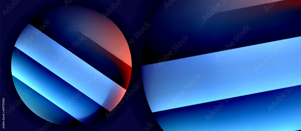 Glossy metal glowing circles geometric background. Minimal abstract composition. Vector illustration For Wallpaper, Banner, Background, Card, Book Illustration, landing page Glossy metal glowing circles geometric background. Minimal abstract composition. Vector illustration For Wallpaper, Banner, Background, Card, Book Illustration, landing page