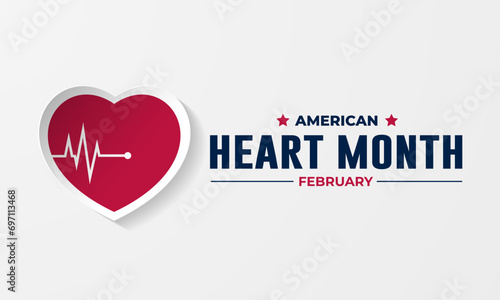 National American Heart Month Background Vector Illustration 