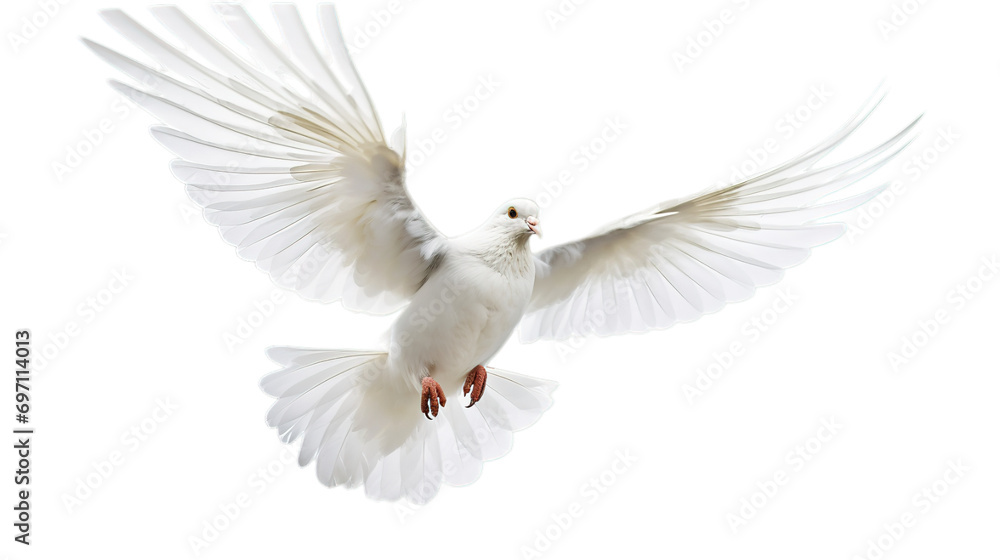 White pigeon isolated on transparent background, Generative ai. - obrazy, fototapety, plakaty 