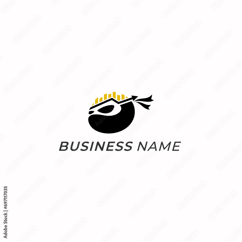 Fototapeta premium design logo combine head ninja and progres data