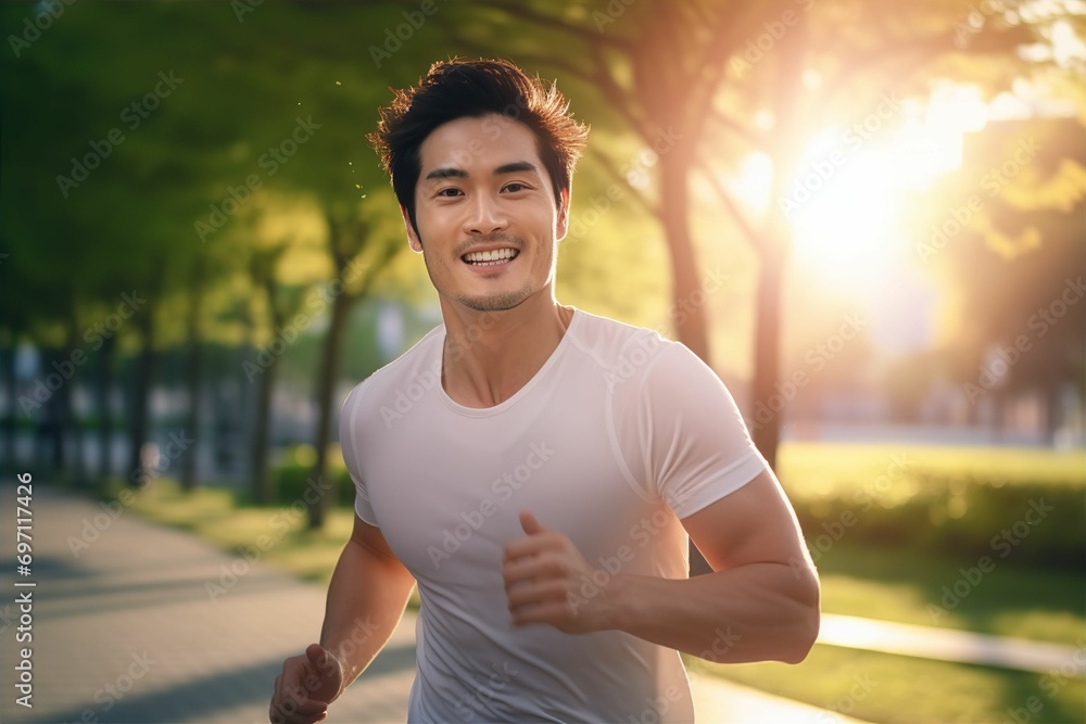 公園でランニング/ジョギングをしている日本人男性(筋トレ・ヘルスケア・運動) 公園でランニング/ジョギングをしている日本人男性(筋トレ・ヘルスケア・運動)