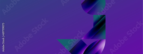 Serene gradient template. Circles and triangles mingle in minimalist perfection. Gentle fusion of forms and hues creates balanced yet captivating backdrop, embodying modern sophistication