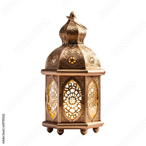 an old style traditional golden arabic ramadan eid decoration lantern
