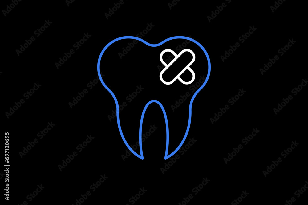 tooth restoration illustration in dark style. Flat vector illustration. tooth restoration illustration in dark style. Flat vector illustration.