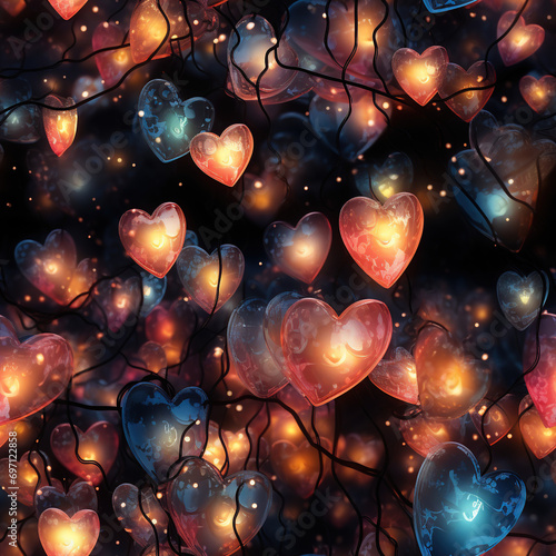 Glowing Lanterns of Love Seamless Patterns