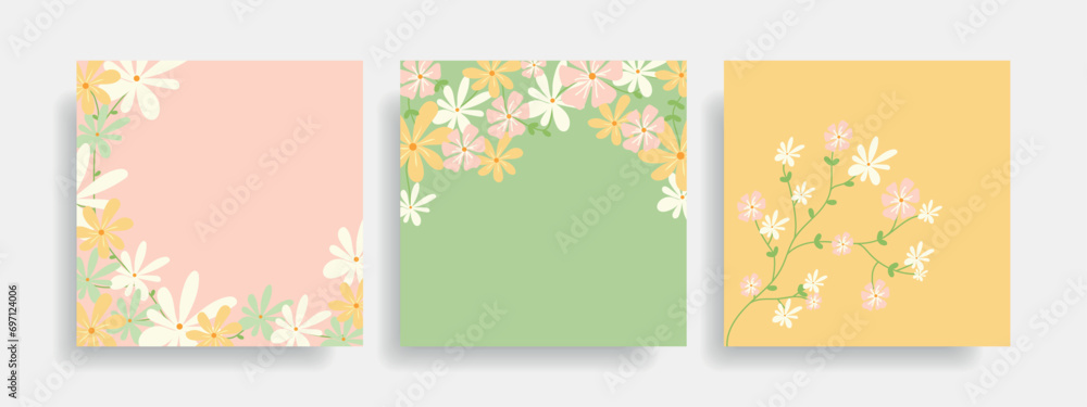 Abstract vector backgrounds with flowers. Artistic illustration for a postcard for Valentine's Day, March 8.
