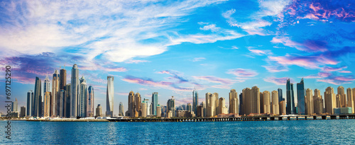 Dubai - The skyline of Downtown. Dubai - amazing city center skyline with luxury skyscrapers, United Arab Emirates