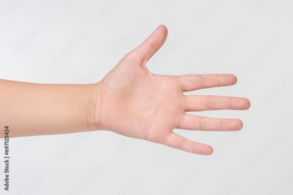 Child hand on white background. Child hand on white background.