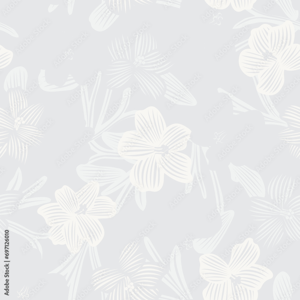 Fototapeta premium Monochrome Botanical Floral Seamless Pattern Design