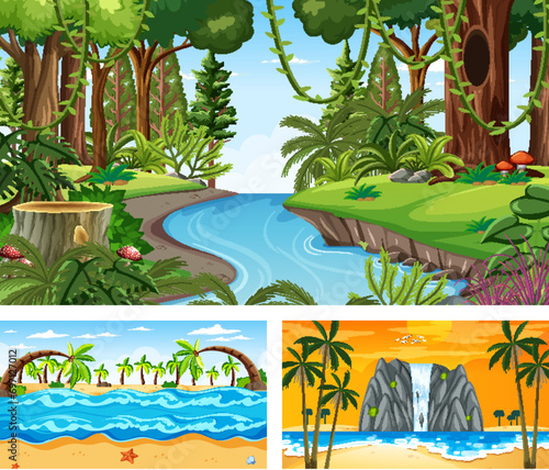 tropical island with palms