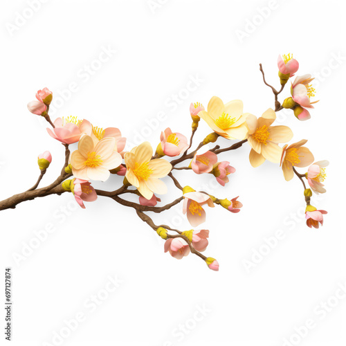 Blossoming tree yellow flower on isolate transparency background, PNG