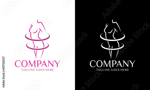 Creative women weight loss silhouette logo designs simple for slim and clinic logo and health service photo