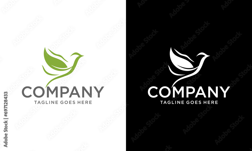 Creative leaf with Bird vector logo abstract graphic out line and modern Creative leaf with Bird vector logo abstract graphic out line and modern