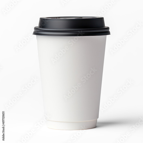 White coffee cup mockup isolated on transparency background, PNG photo