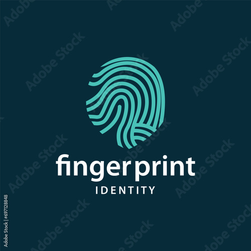 Premium Fingerprint Logo, Human Identity Design Simple Line Model Template Illustration