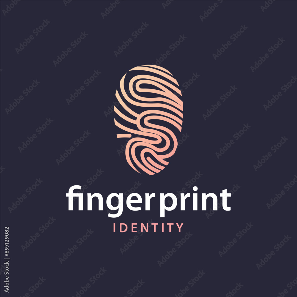 Premium Fingerprint Logo, Human Identity Design Simple Line Model Template Illustration Premium Fingerprint Logo, Human Identity Design Simple Line Model Template Illustration