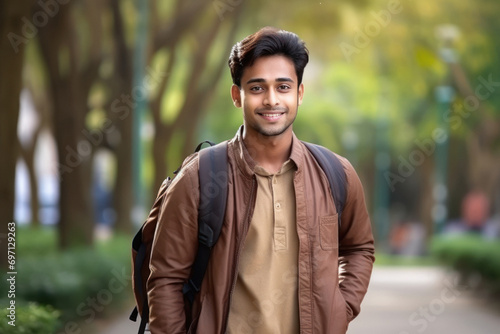 young indian college student standing at college campus © Neha