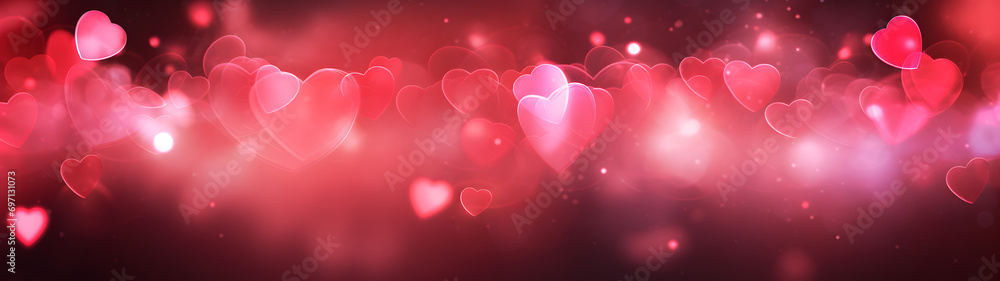 A mesmerizing display of love and passion as magenta, pink, light, violet, and red hearts unite with sparkling lights