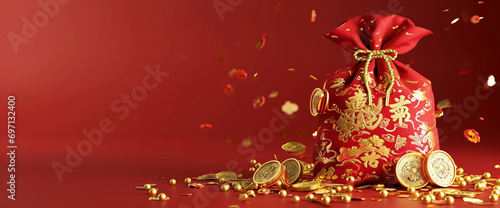 Red lucky money bag for Chinese new year background