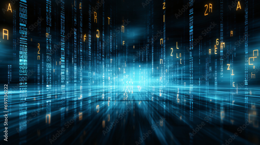 abstract digital background with binary code and AI algorithms running in the background abstract digital background with binary code and AI algorithms running in the background