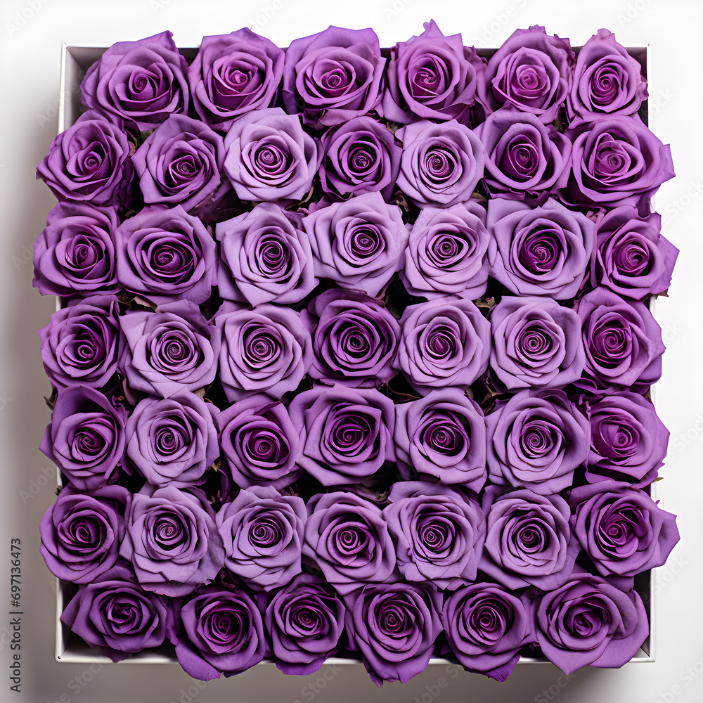 violet roses in box on background violet roses in box on background