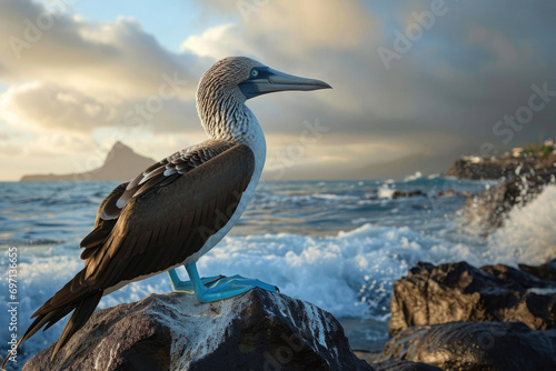 A Blue-footed Booby a seabird known for its distinctive blue feet