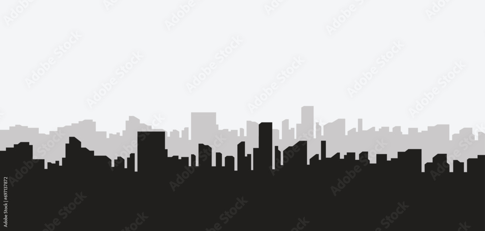 City skyline vector illustration. Urban landscape. Daytime cityscape in flat style. The silhouette city. Flat vector illustration. Light gray cityscape background. City buildings 
