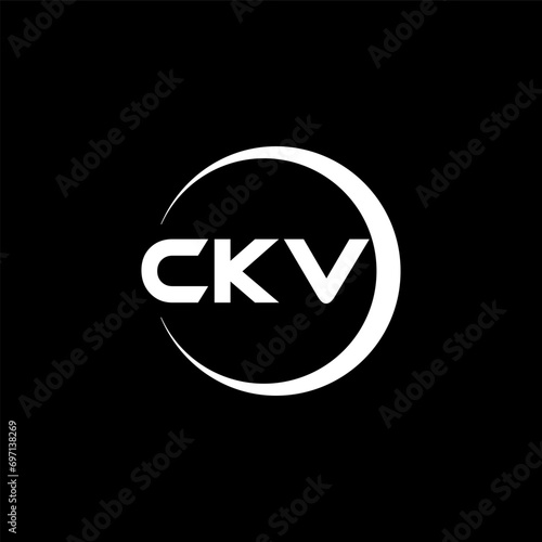 CKV letter logo design with black background in illustrator, cube logo, vector logo, modern alphabet font overlap style. calligraphy designs for logo, Poster, Invitation, etc.