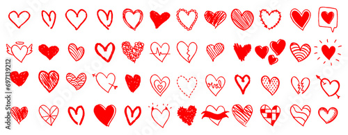 Doodle hearts, hand drawn love heart collection.
 photo