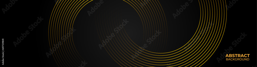 Abstract elegant black background with shiny gold geometric lines. Modern golden diagonal rounded lines pattern. Luxury style. Horizontal banner template. Suit for cover, flyer, presentation, banner, Abstract elegant black background with shiny gold geometric lines. Modern golden diagonal rounded lines pattern. Luxury style. Horizontal banner template. Suit for cover, flyer, presentation, banner,