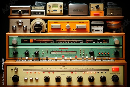 Revisiting the Past. Vintage Vinyl and Retro Wallpaper, Conjuring the Timeless Music of Yesteryears.