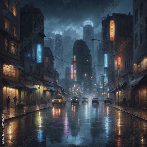 Rainy cityscape