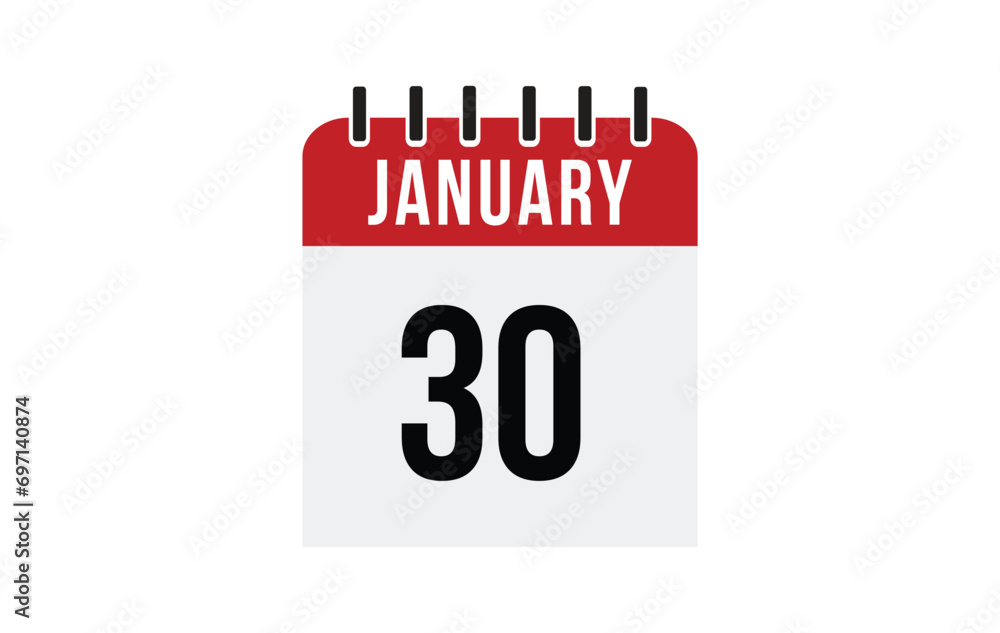 30 january calendar vector. Flat vector daily calendar icon. calendar icon vector. 30 january calendar vector. Flat vector daily calendar icon. calendar icon vector.