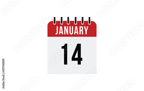 14 january calendar vector. Flat vector daily calendar icon. calendar icon vector.