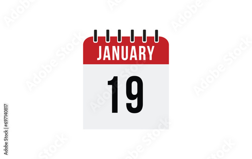 19 january calendar vector. Flat vector daily calendar icon. calendar icon vector.