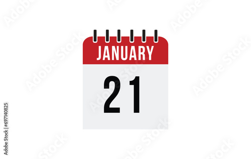 21 january calendar vector. Flat vector daily calendar icon. calendar icon vector.