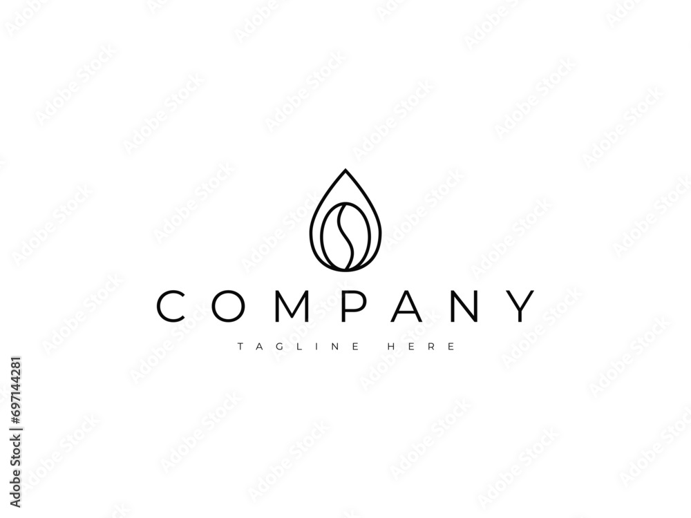 coffee bean drop line logo design coffee bean drop line logo design