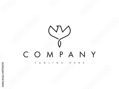 minimal eagle falcon silhouette logo design photo