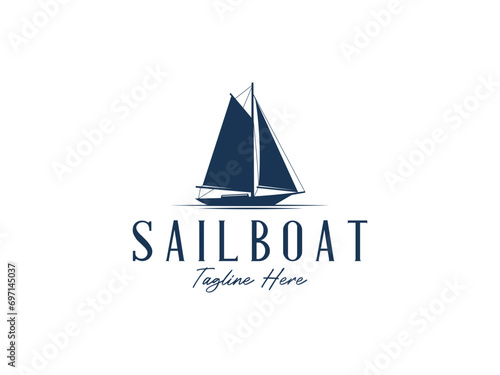 sailboat logo vector icon illustration, logo template. photo