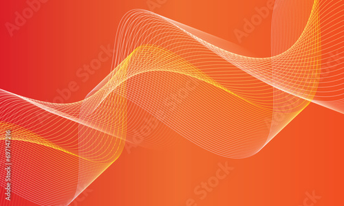 modern simple abstract seamlees cream yellow color wavy air line pattern art work on red orange color background