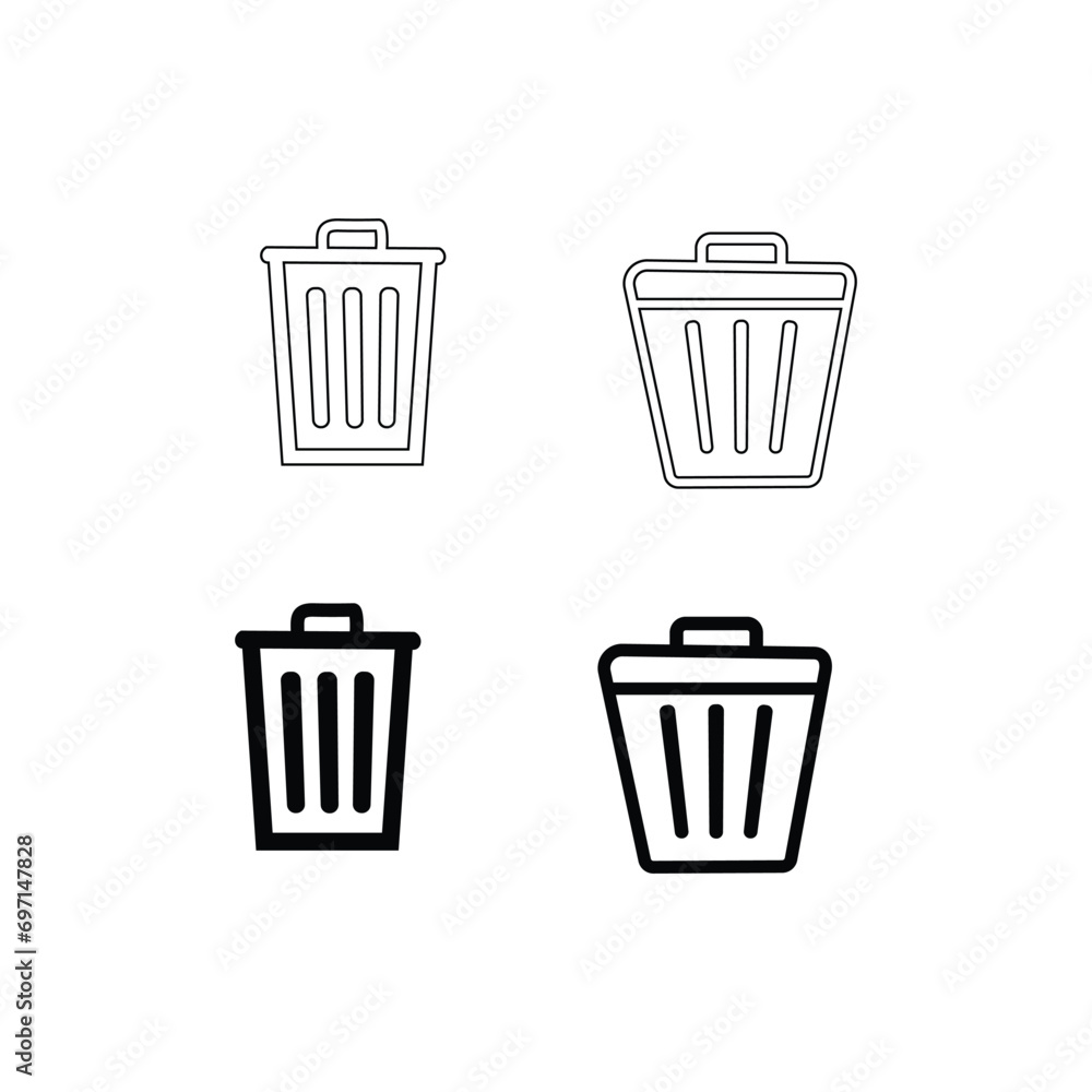 A Simple Line Drawing of Three Trash Cans A Simple Line Drawing of Three Trash Cans