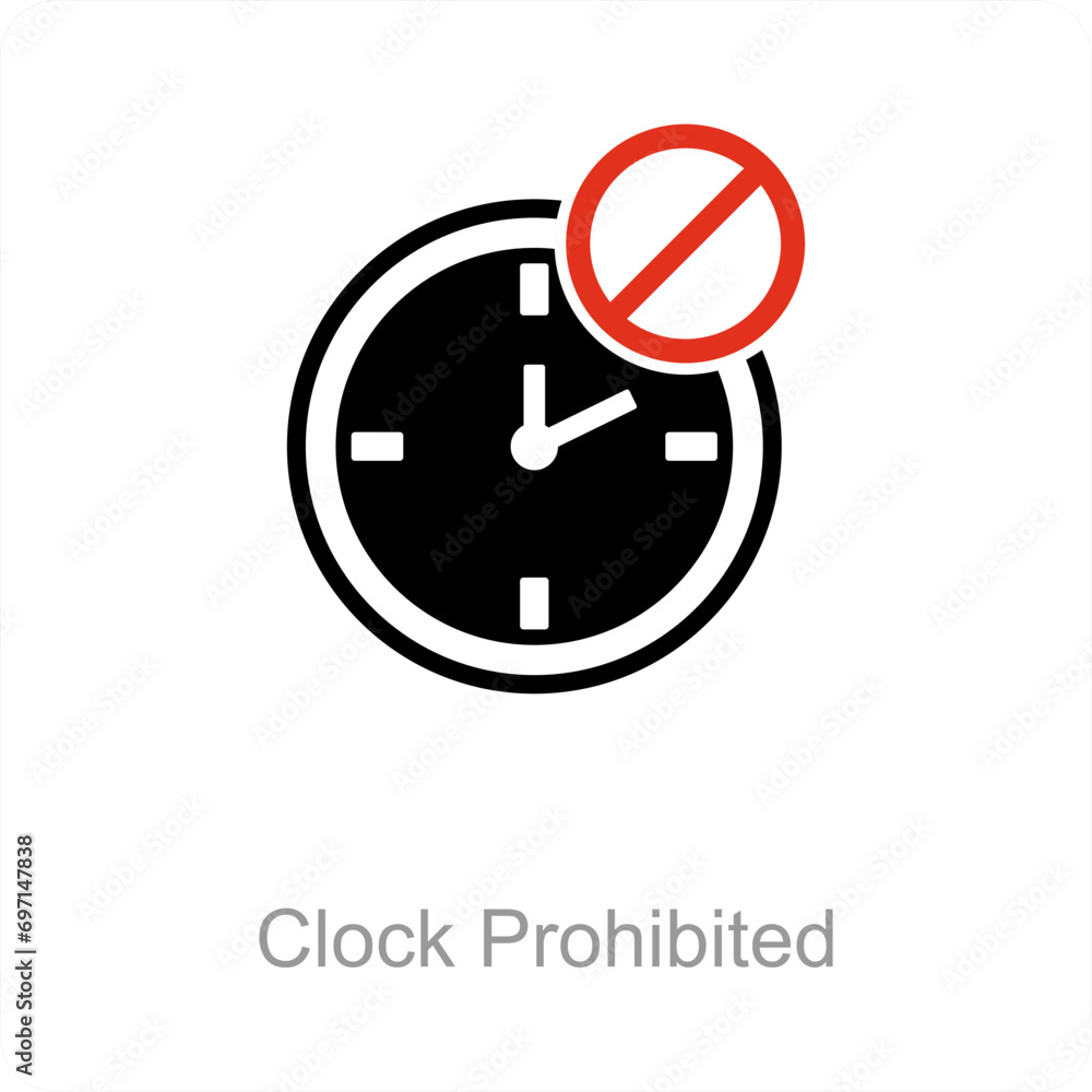 Clock Prohibited and forbidden icon concept Clock Prohibited and forbidden icon concept